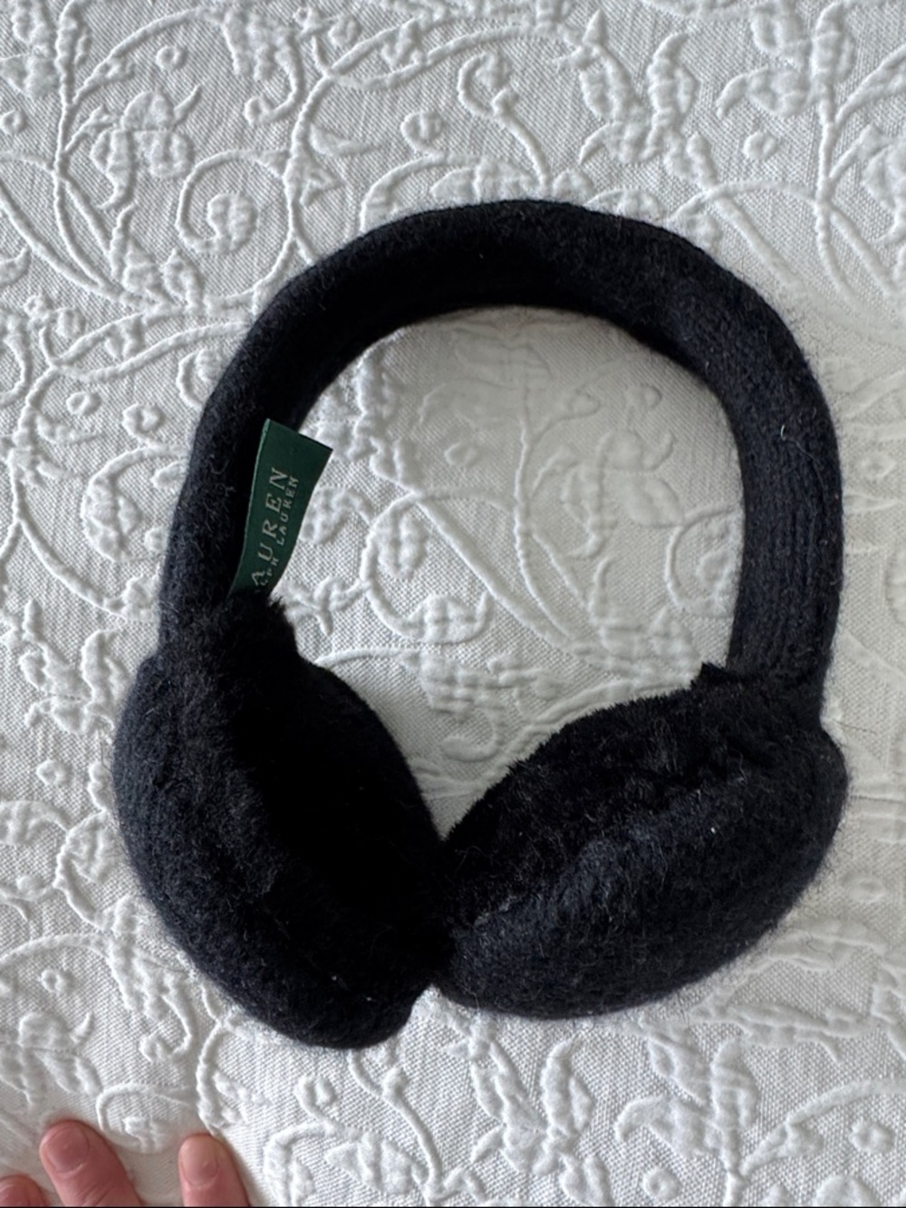 Ralph Lauren Black Plush Ear Warmers